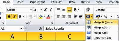 Excel Navigation: How to merge cells