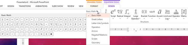 Adding a new equation in PowerPoint