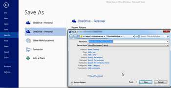 Saving to the Cloud in Office 2013