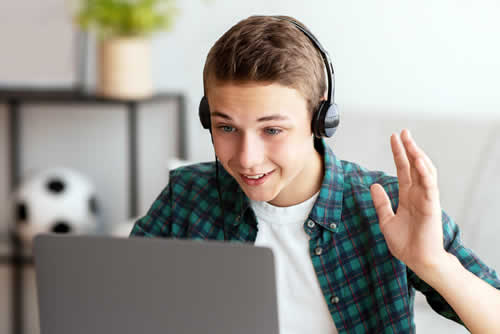 Young person engaging online