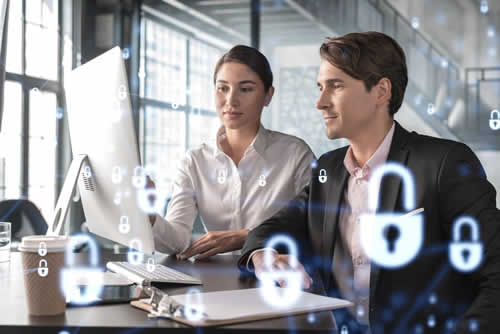 Cyber security protecting an office team