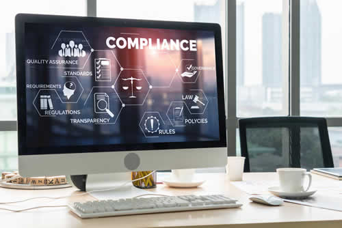 Compliance needs showing on a screen