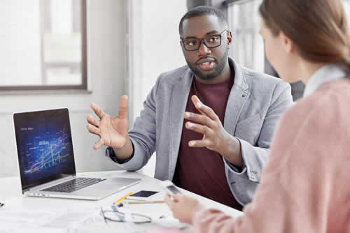 External security consultant talking to team member