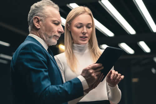 Security consultant sharing details with client