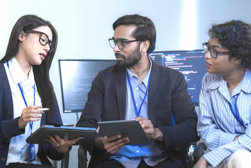 Tech staff being trained