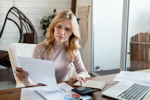 Accountant working on profit & loss statement