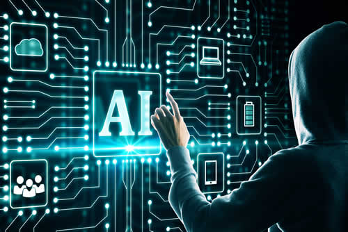 Hacker using AI for cyber attack
