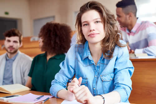 College student in class