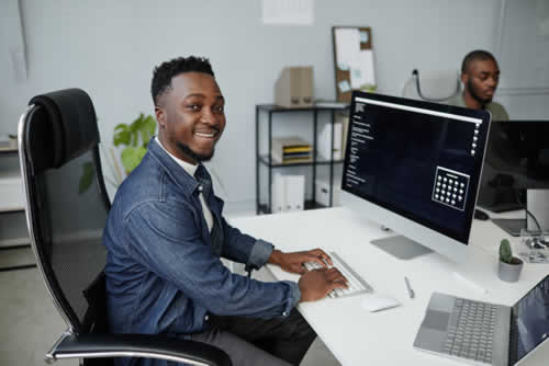 Office worker using proxy server