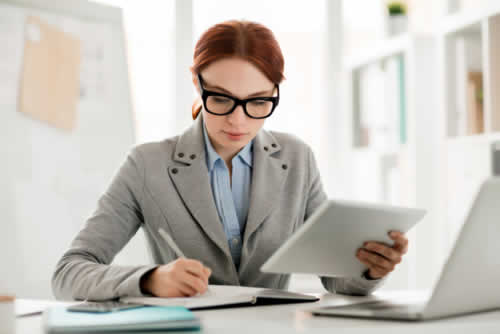 Market researcher gathering information