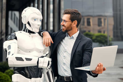 Business person working with AI