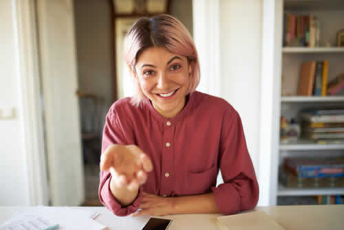 Woman using clear English to communicate