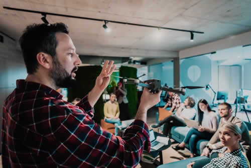 Teaching staff members about using drones
