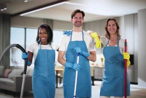 Household staff working together