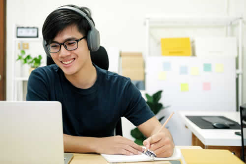 Student taking an online course