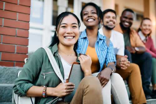 Group of students outside college