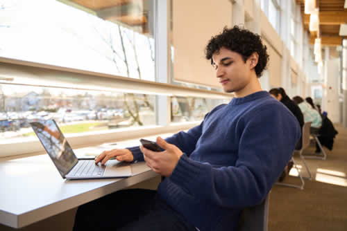 Student checking college emails