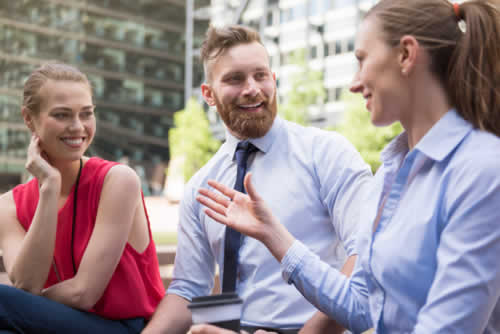 Manager talking to colleagues