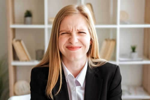 Self conscious person at work