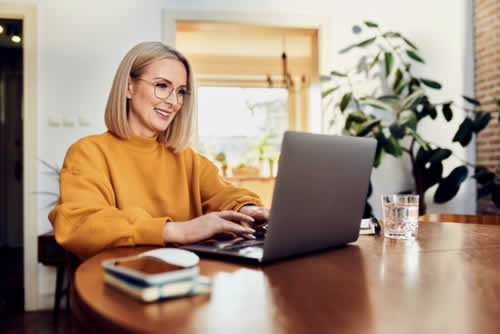 Remote worker working alone from home office