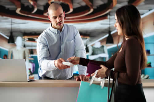 Taking payment at the counter