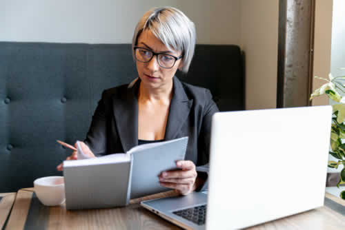 Lawyer looking at website conversion reports
