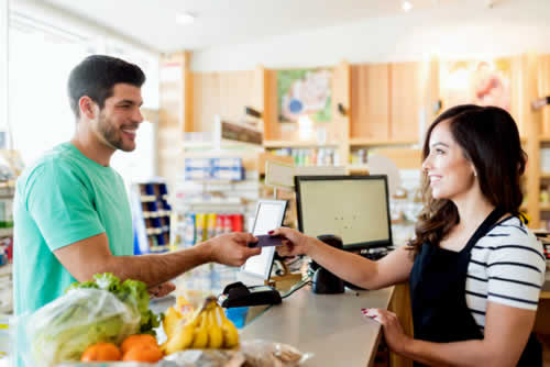 A happy customer at checkout