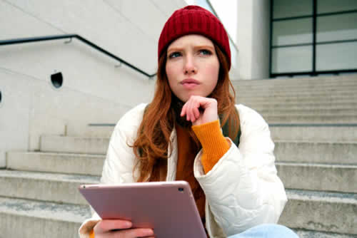 Student thinking about a job