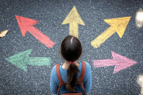 Student looking at career path