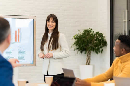 Young manager delivering a presentation