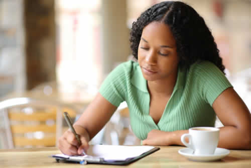 Student filling out health form