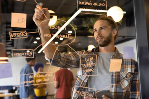 Startup founder developing brand identity