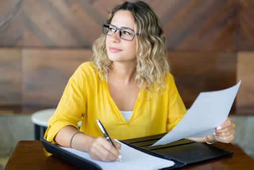 Employee filling out their tax form
