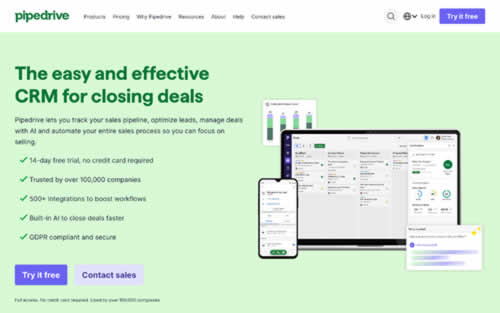 Pipedrive homepage