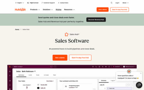 HubSpot homepage