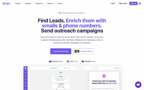 Snov.io homepage