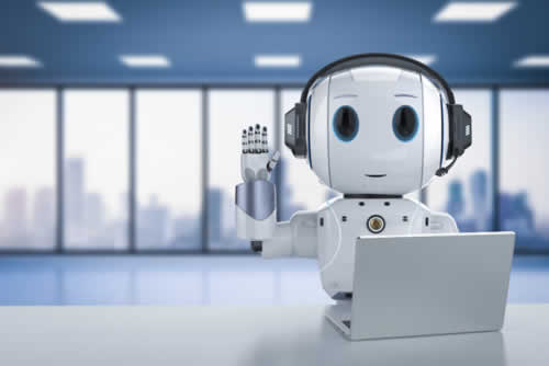 AI robot ready to work with an intern