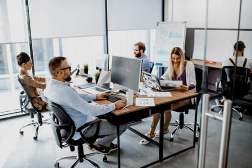 Office team working together