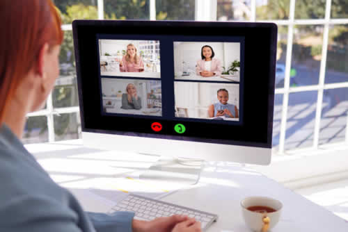 Office worker on a Zoom call