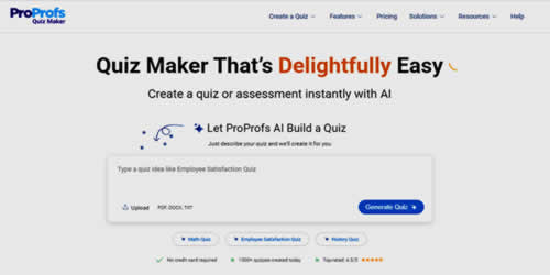 Screenshot: ProProfs Quiz Maker