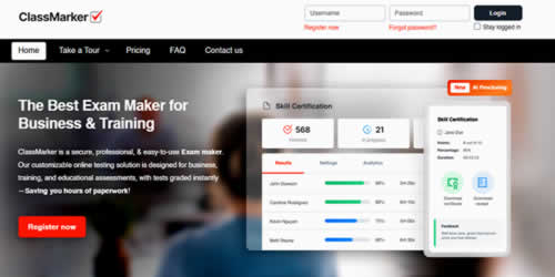 Screenshot: ClassMarker