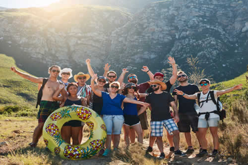 Happy team on a bonding trip