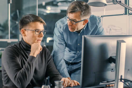 Experienced IT technicians at work