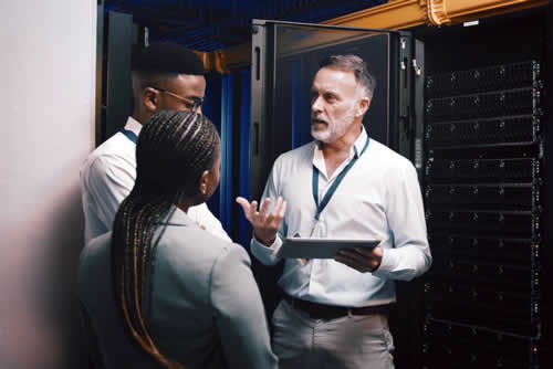  IT manager discussing security arrangements
