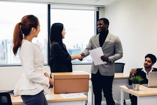 New employee being inducted into the organization
