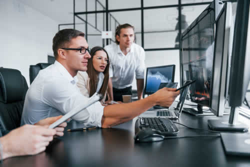 IT manager running tests on a new system