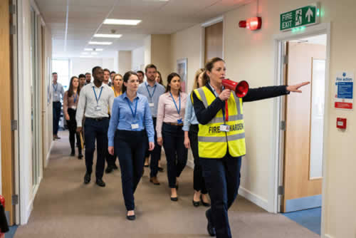Fire security drill in the office