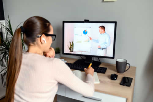 Person watching a training video