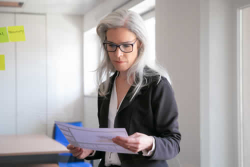 Manager reviewing HR policies