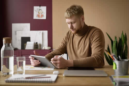 Person carrying out online assessment